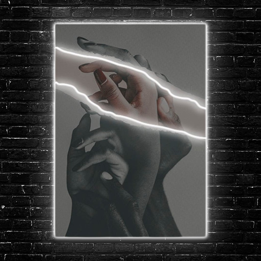 Fractured Touch: Neon Echo LED Art