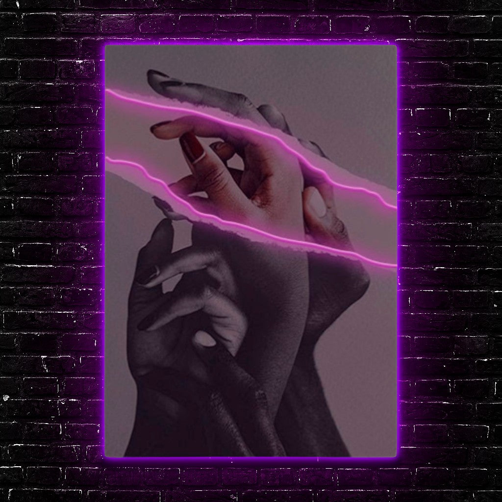 Fractured Touch: Neon Echo LED Art