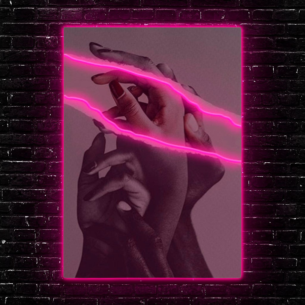 Fractured Touch: Neon Echo LED Art