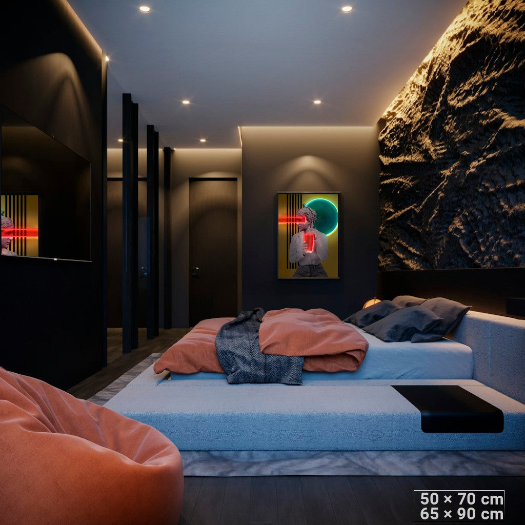 Glitch Goddess: Pixelated Thirst Neon Art