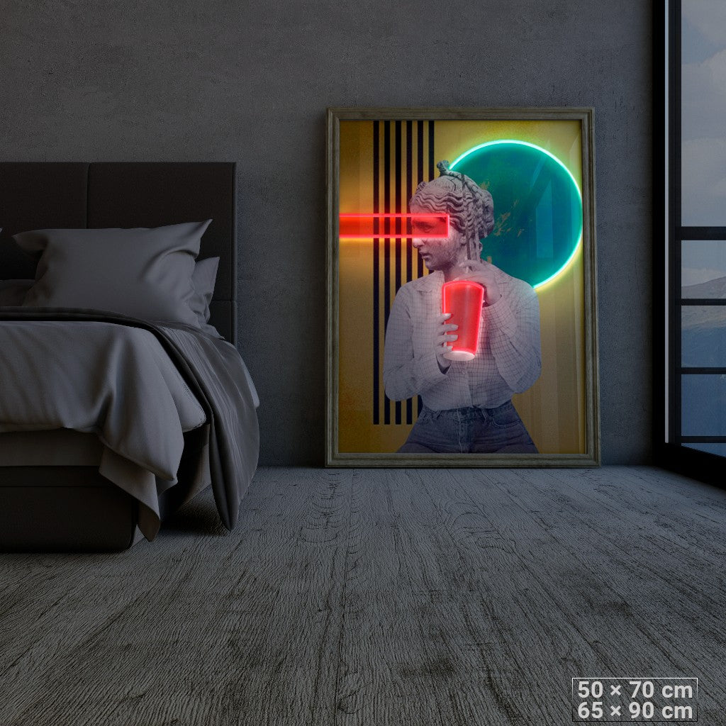 Glitch Goddess: Pixelated Thirst Neon Art