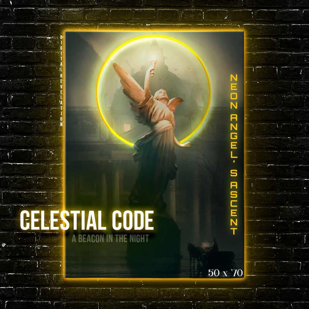 Celestial Code: Neon Angel LED Wall Art