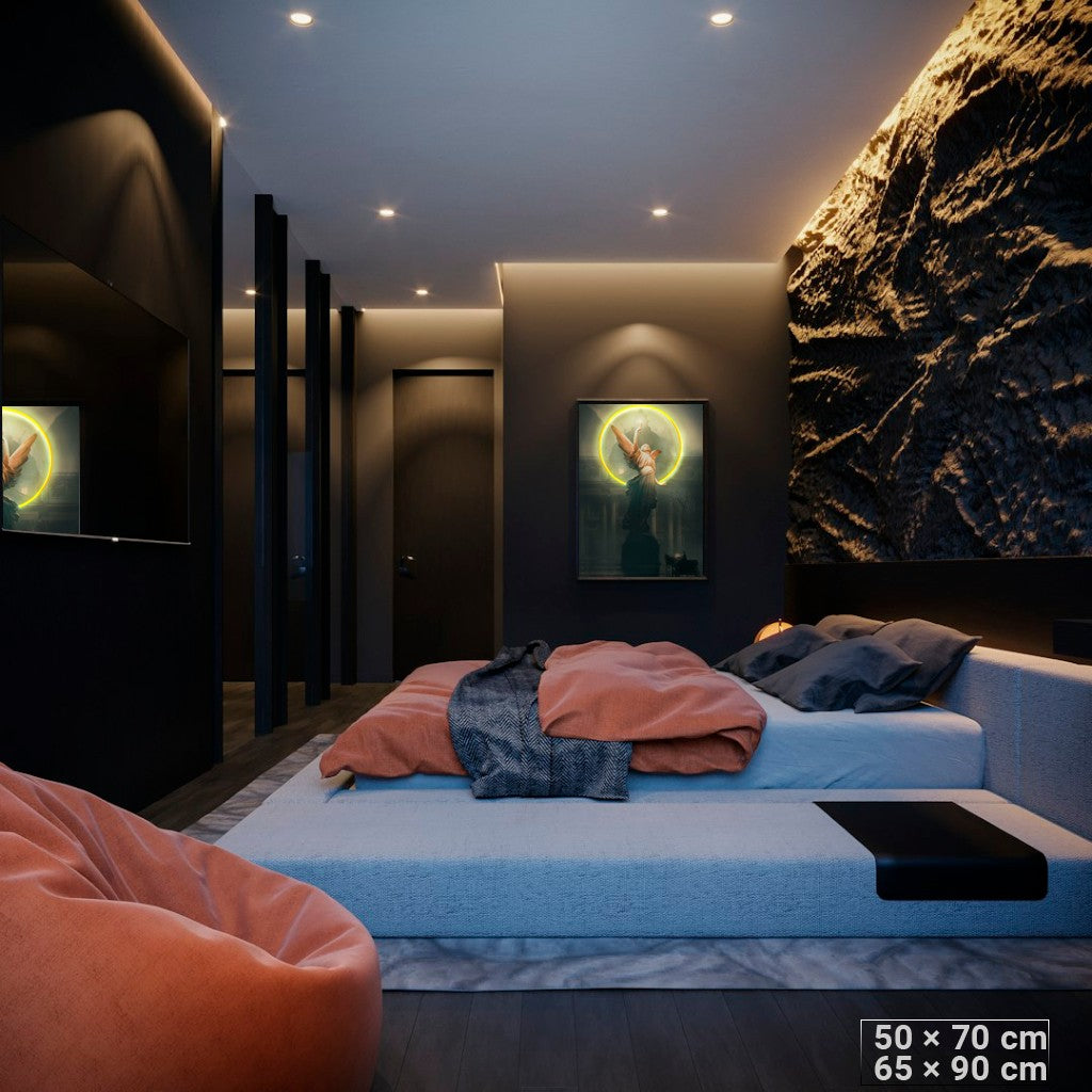 Celestial Code: Neon Angel LED Wall Art