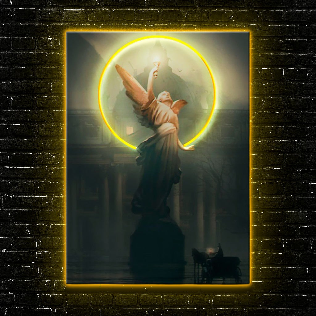 Celestial Code: Neon Angel LED Wall Art