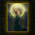 Celestial Code: Neon Angel LED Wall Art