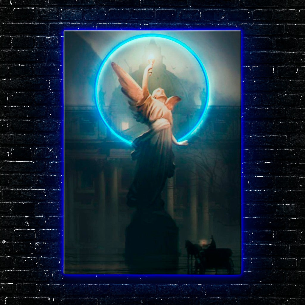 Celestial Code: Neon Angel LED Wall Art