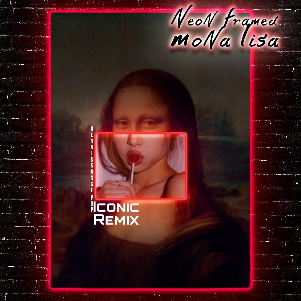 Neon Framed Mona Lisa: Renaissance Pop Iconic Remix