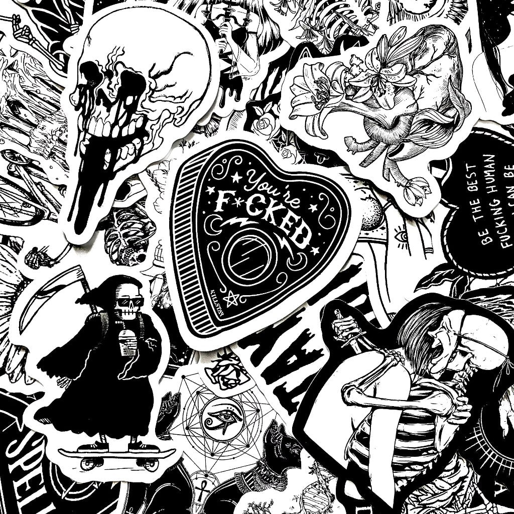 Shadow Realm | 50 Monochrome Stickers Pack