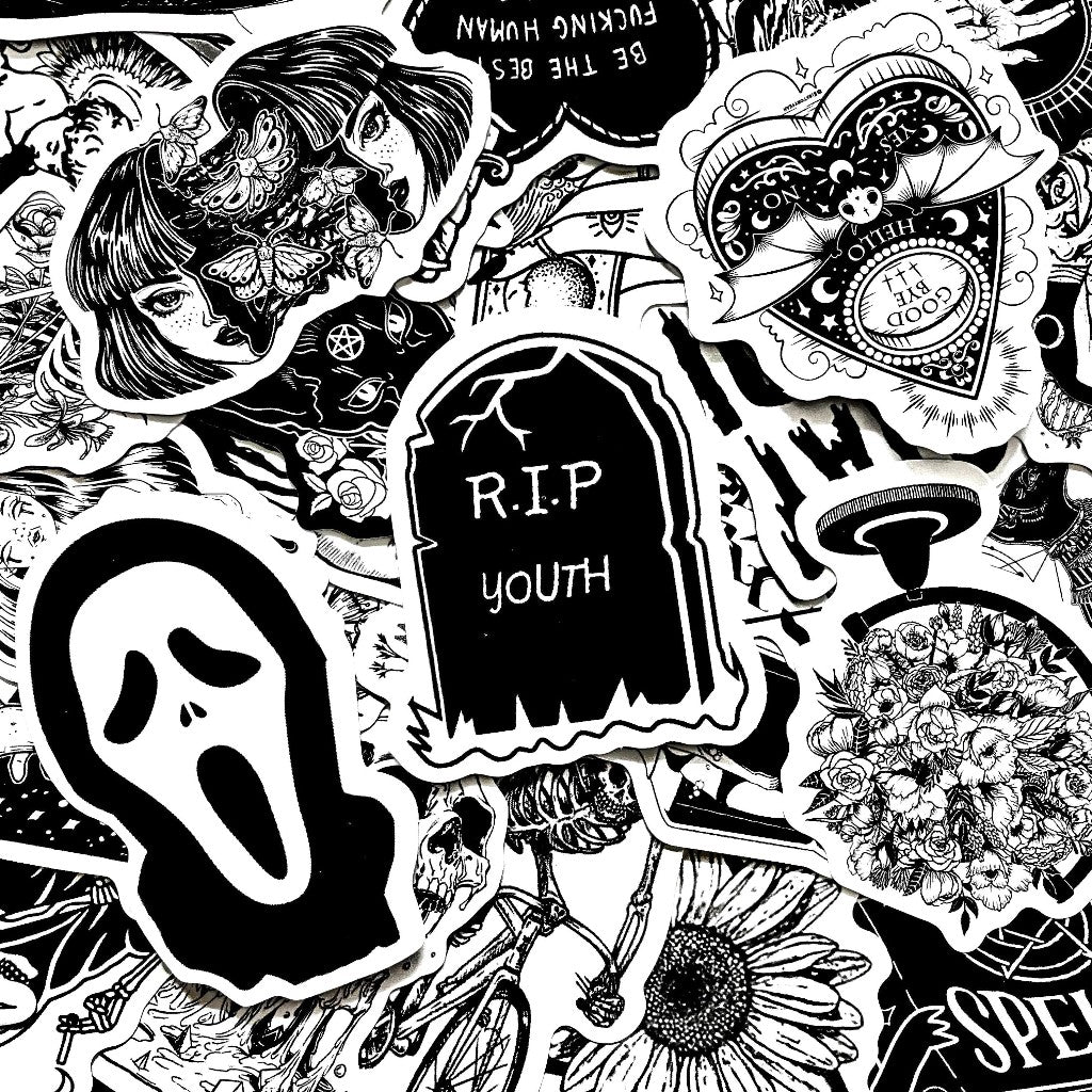 Shadow Realm | 50 Monochrome Stickers Pack