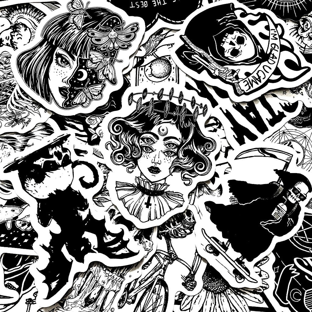 Shadow Realm | 50 Monochrome Stickers Pack