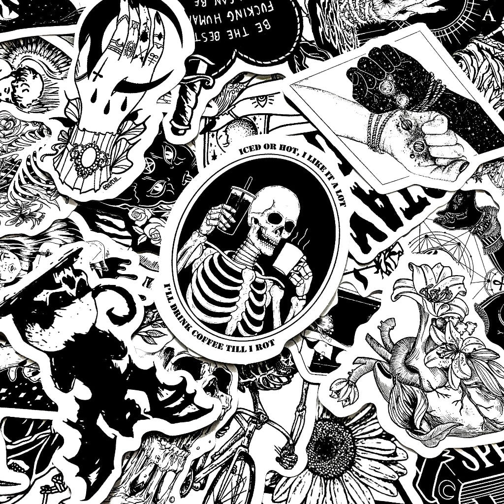 Shadow Realm | 50 Monochrome Stickers Pack