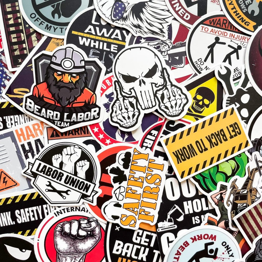 Industrial Spark | 50 Pcs Construction & Tools Sticker Pack