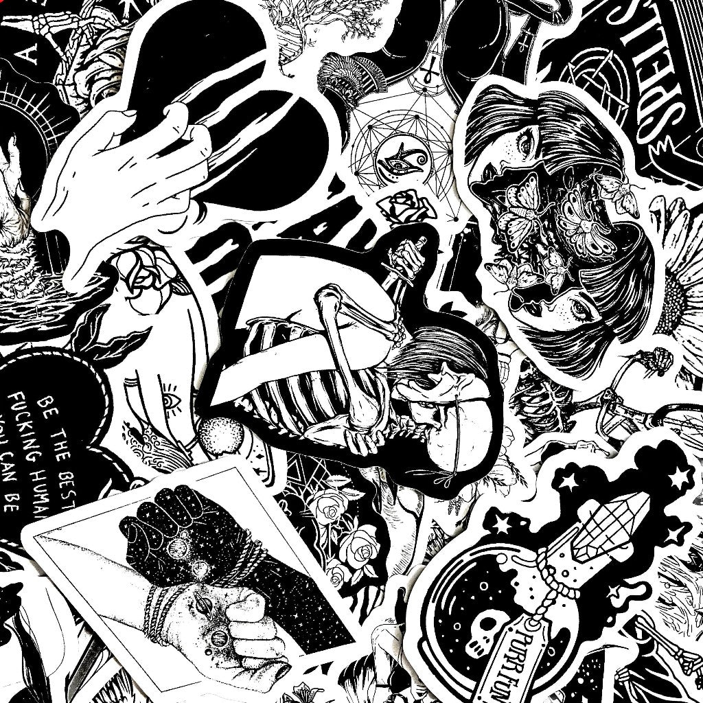 Shadow Realm | 50 Monochrome Stickers Pack