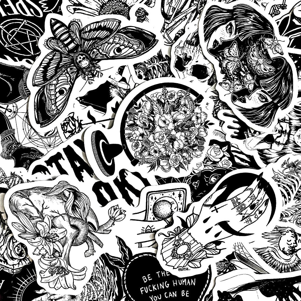 Shadow Realm | 50 Monochrome Stickers Pack