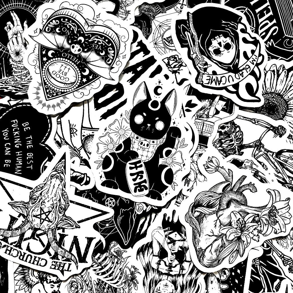 Shadow Realm | 50 Monochrome Stickers Pack