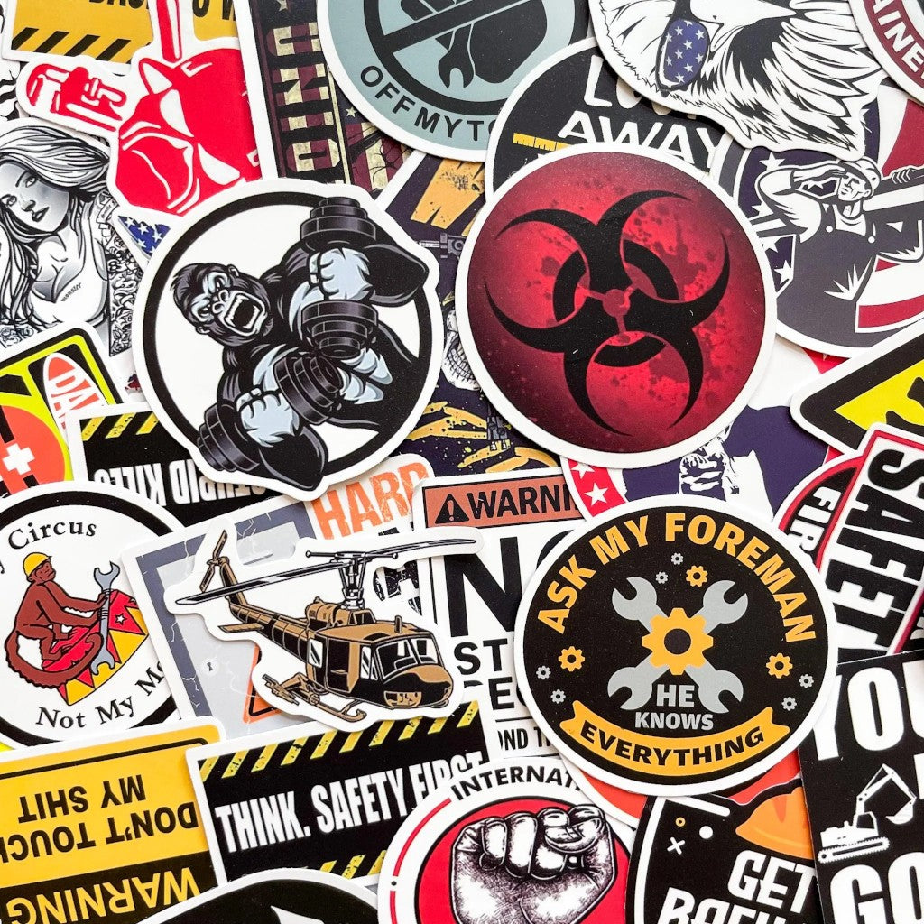 Industrial Spark | 50 Pcs Construction & Tools Sticker Pack
