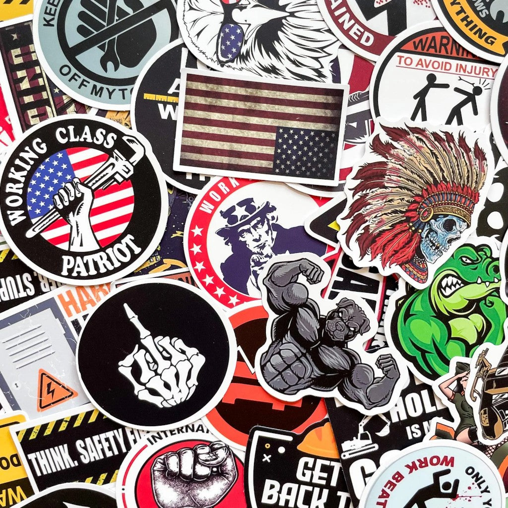 Industrial Spark | 50 Pcs Construction & Tools Sticker Pack